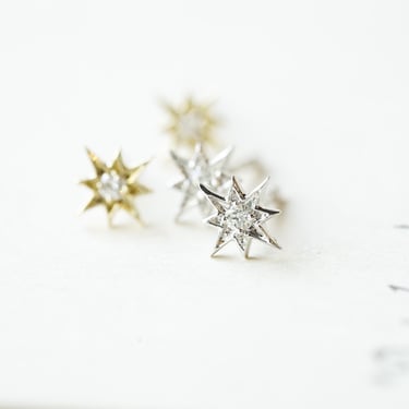 14k Diamond Starburst Studs