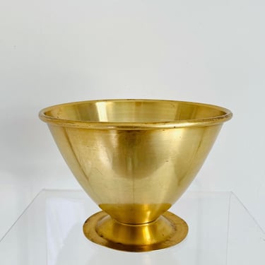 Vintage 1960s MCM Gold Spun Anodized Aluminum Bullet Cone Bucket Footed Planter 