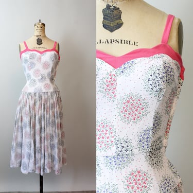 1940s TINY FLORAL cotton linen sun dress xs | new spring 