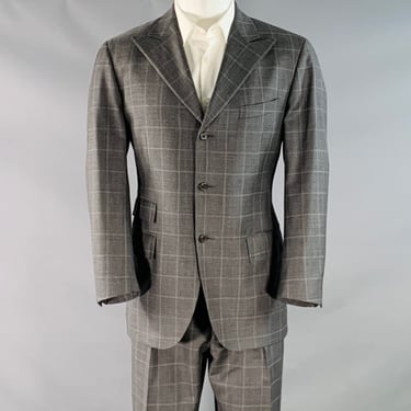 POLO by RALPH LAUREN Size 40 Regular Grey White Checkered Virgin Wool 3 Piece Suit