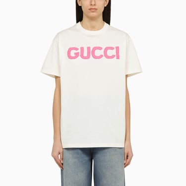 Gucci White Crew-Neck T-Shirt With Logo Women