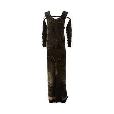 Jean Paul Gaultier Black Denim Print Dress