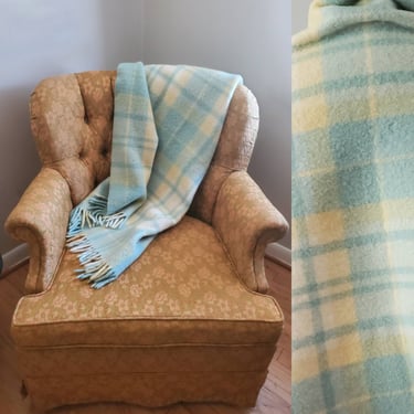 Vintage De Luxe Carldyke Virgin Wool Throw Blanket / Baby Blanket - 50s Home Decor 