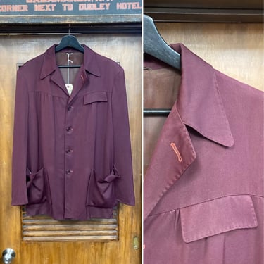Vintage 1950s CAMPUS Rayon Gabardine Ricky Jacket ~ size 42