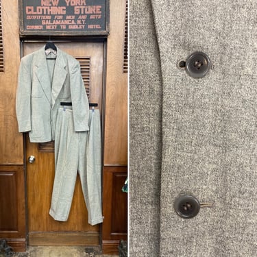 Vintage 1950’s Peak Lapel Grey Wool Elvis 4 Patch Pocket Rockabilly Suit, Jacket, Sportcoat, Blazer, Pants, Rockabilly, 1950s Suit, Elvis 