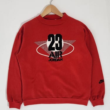 Vintage 1990s Puff Print Nike 23 Air Jordan Red Crewneck Sz. Youth L