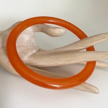 Art Deco 1920-30s  Vintage bright Orange semi translucent Phenolic Bakelite  bracelet bangle by BakeliteBa
