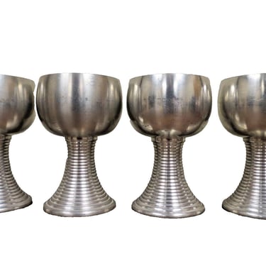 4 Vintage Royal Selangor Pewter Wine Water Goblet Cups 5” 