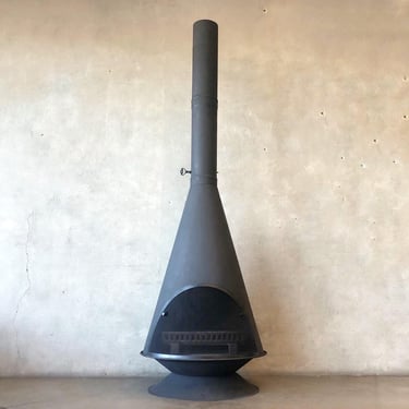 Vintage Mid Century Matte Black Conical Shaped Fireplace