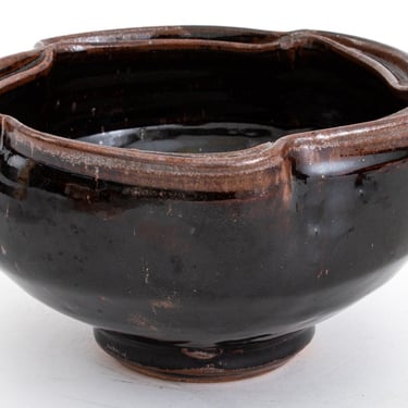 Warren MacKenzie Tenmoku Glazed Pinched Lip Bowl