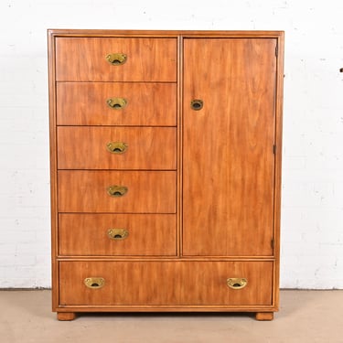 Drexel Heritage Hollywood Regency Campaign Oak Gentleman’s Chest or Armoire Dresser