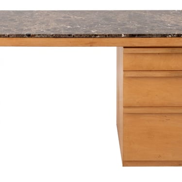 Architectural Brown Marble Top Beech Desk