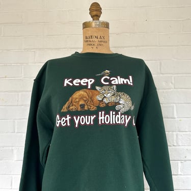 1990's Keep Calm and Holiday On Sweater 