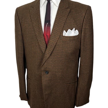 Vintage 1960s Wool TWEED Sack Sport Coat ~ size 42 Long ~ jacket / blazer ~ Rockabilly / Mod ~ Peaked Lapels 