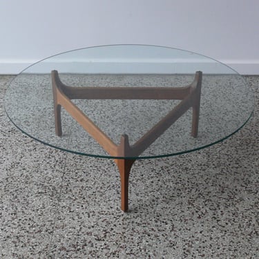 Adrian Pearsall Attributed Round Walnut Coffee Table 