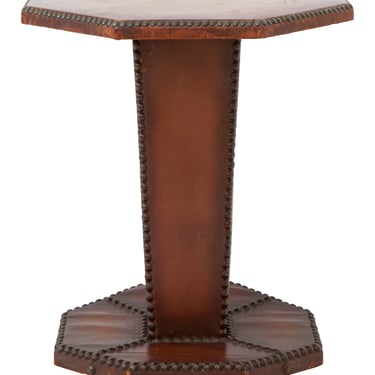 Vintage Leather Pedestal Table