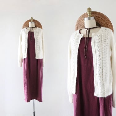 angora + lambswool popcorn cardigan - m 