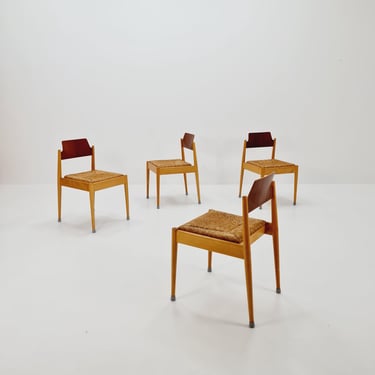 1 of 8 Vintage Teak German Dining Chairs by Egon Eiermann for Wilde and Spieth, 1950s, 