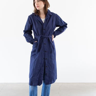 Vintage Navy Blue Trench Coat | Unisex Belted Duster Jacket | Made in Italy | M 