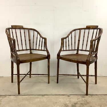 Antique Cane Seat Side Chairs- Pair 