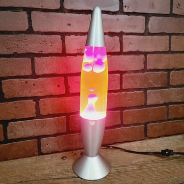 Groovy Mod Silver Oozy Glo Lava Lamp with Red Lava 