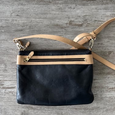 Vintage Nordstrom Leather Bag Crossbody Black Tan Purse Women’s 