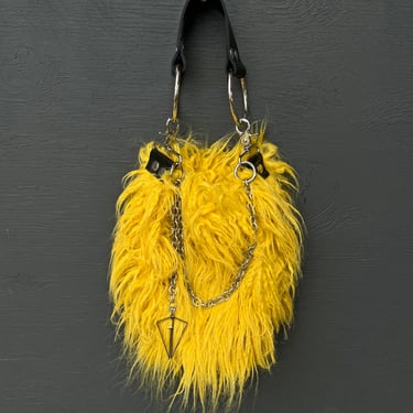 Faux Fur Chain Bag in Yellow