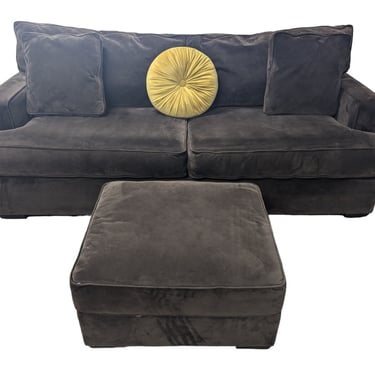 Woodland Brown Microfiber Couch &#038; Ottoman