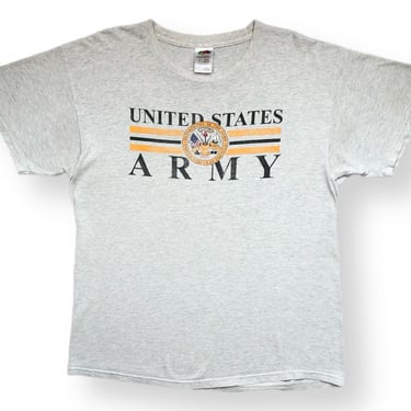 Vintage 90s United States Army Faded Out Crest Logo Military Graphic T-Shirt Size Large 