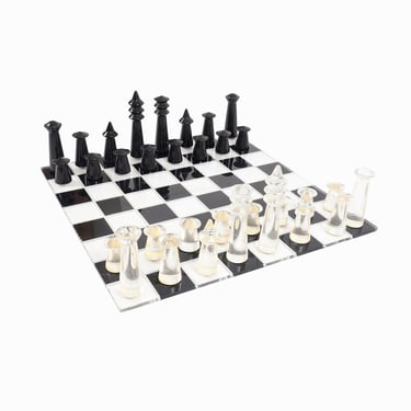 Vintage Acrylic Renaissance Chess Set Felice Antonio Botta Style 