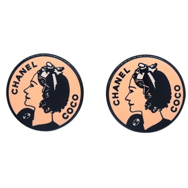 Chanel Button Earrings Clip-On Pink 03P