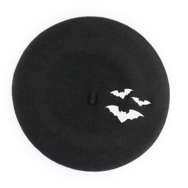 Embroidered Bats Black Beret 