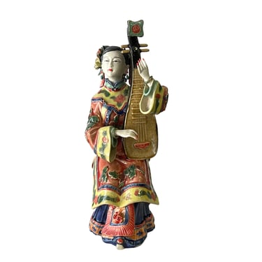 Oriental Porcelain Ancient Qing Style Dressing Pipa Lady Figure ws2637E 