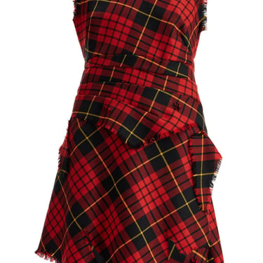 Alexander Mcqueen Distressed Wool Tartan Mini Dress Women