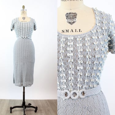1940s GLENGYLE knits BOW and rhinestone dress small medium | new winter 