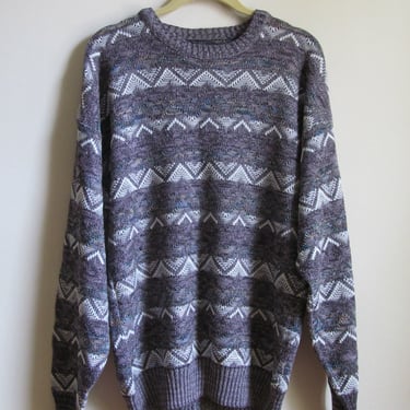 80s Zigzag Pullover Sweater L 44 Bust 