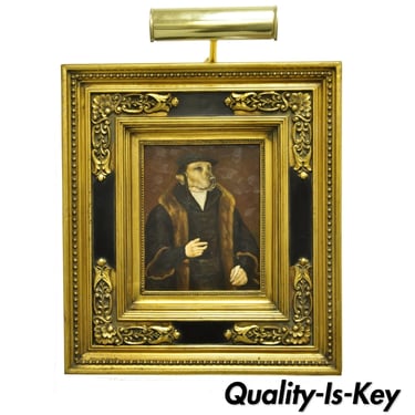 J.G. Clonney Signed Oil on Board Framed Royal Dog Golden Lab Painting Portrait