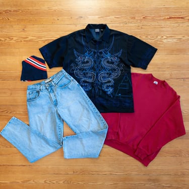 Vintage Men’s Clothing Mystery Style Bundle | 70s 80s 90s Y2K Clothes & Accessories Curated Thrift Box 