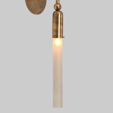 MCM Style Glass Tube Brass Wall Lamp 