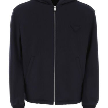 Prada Men Navy Blue Cashmere Blend Sweatshirt