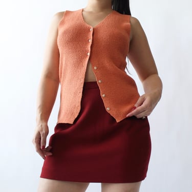 Vintage Cantaloupe Knit Silk Vest