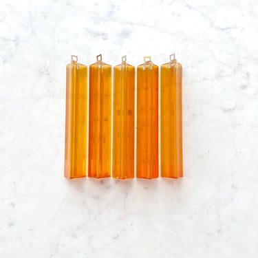 Vintage 1960s 1970s Italian Venini Style 6 3/8" Amber Color TRIEDRI Crystal Glass Prisms Pendants for Murano Chandeliers MANY AVAILABLE 
