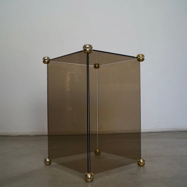 1970's Hollywood Regency Smoked Glass End Table 