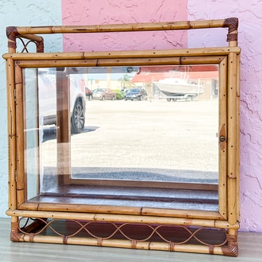 Old Florida Bamboo Mirrored Curio Cabinet