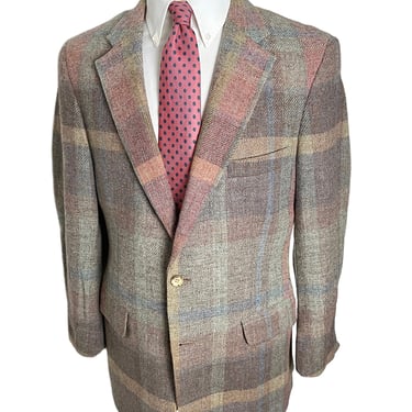 Vintage Bold Plaid Wool TWEED Sport Coat ~ 40 Short ~ jacket / blazer ~ Preppy / Ivy League / Trad ~ 