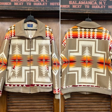 Vintage 1960’s Size Large “Pendleton” Label Southwest Pattern Chimayo Style Jacket, 60’s Jacket, 60’s Western Wear, Vintage Clothing 
