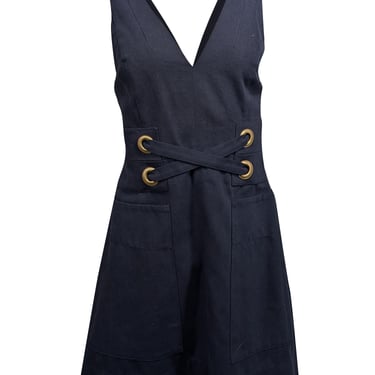 Lover - Navy Pinafore Dress w/ Lace-Up Detail Sz 6