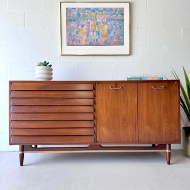 American of Martinsville 'Dania' Walnut Credenza