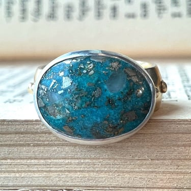 Studded Bronze Band - Persian Turquoise - Size 8.75