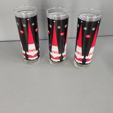 Set of 3 Retro Santa Clause Design Highball Tumblers 